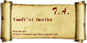 Tamási Apolka névjegykártya